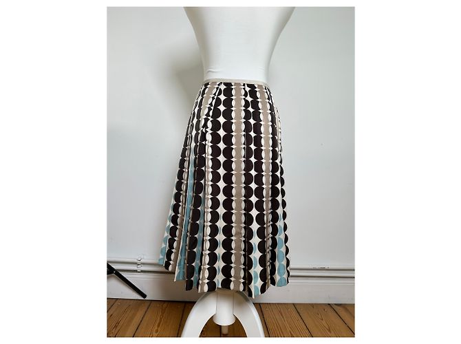 Falda Courreges con Estampado Geométrico Marrón Azul Crema Poliéster Castaño - vista 11