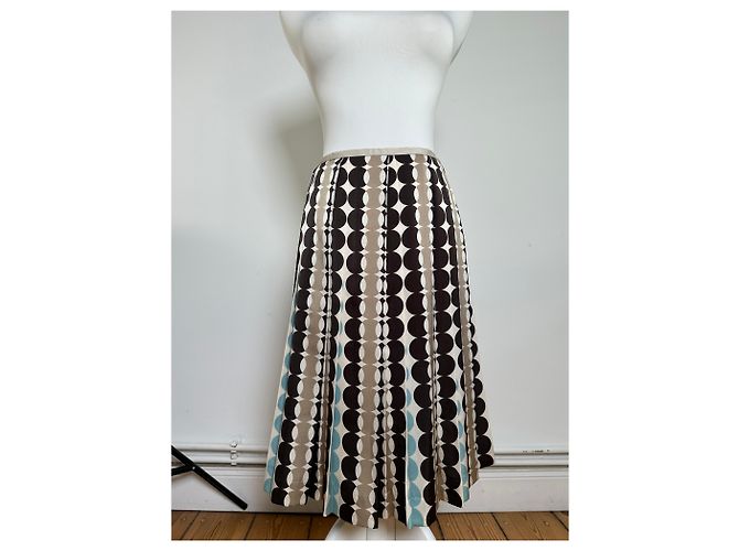 Falda Courreges con Estampado Geométrico Marrón Azul Crema Poliéster Castaño - vista 12