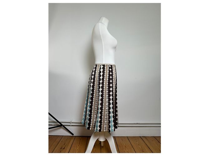Falda Courreges con Estampado Geométrico Marrón Azul Crema Poliéster Castaño - vista 2
