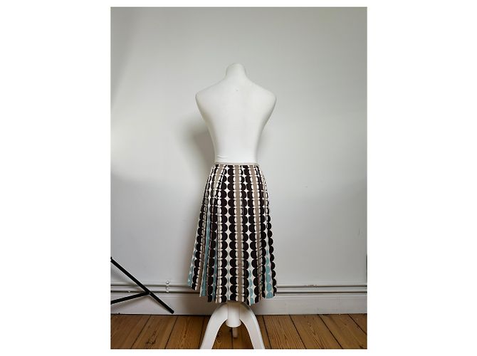 Falda Courreges con Estampado Geométrico Marrón Azul Crema Poliéster Castaño - vista 3