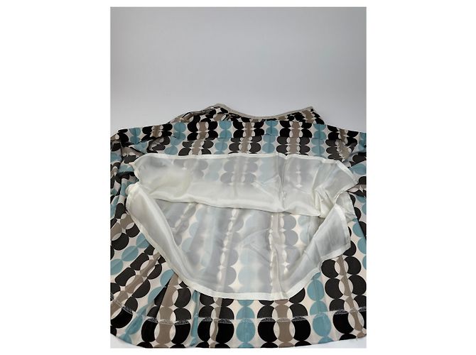 Falda Courreges con Estampado Geométrico Marrón Azul Crema Poliéster Castaño - vista 5