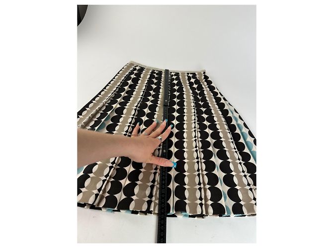 Falda Courreges con Estampado Geométrico Marrón Azul Crema Poliéster Castaño - vista 6