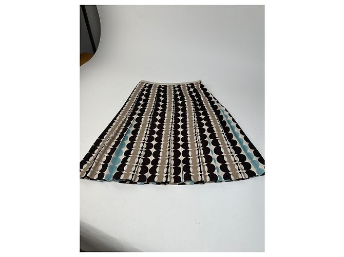 Falda Courreges con Estampado Geométrico Marrón Azul Crema Poliéster Castaño - vista 7