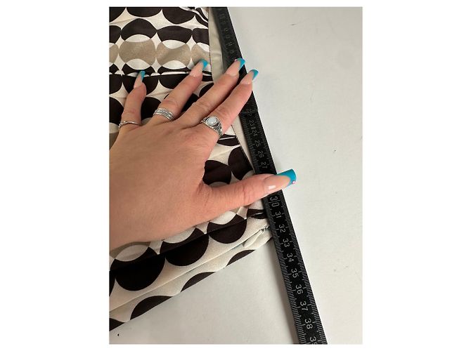 Falda Courreges con Estampado Geométrico Marrón Azul Crema Poliéster Castaño - vista 8