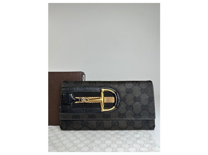 Clutch portafoglio in pelle vintage Gucci nera Nero - vista 10