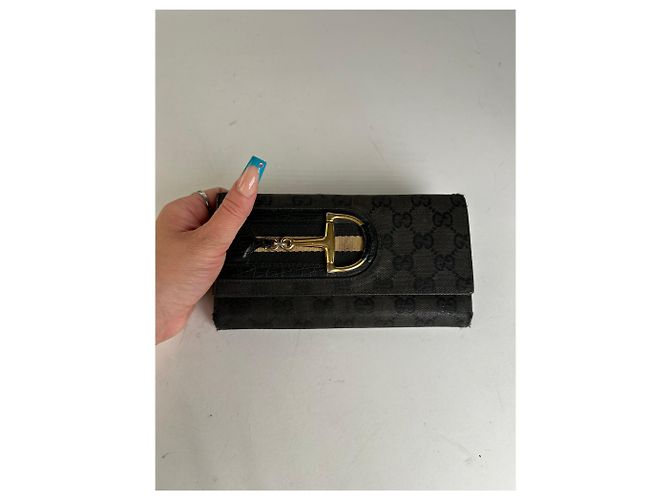 Clutch portafoglio in pelle vintage Gucci nera Nero - vista 7