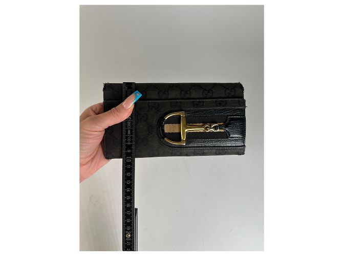Clutch portafoglio in pelle vintage Gucci nera Nero - vista 8