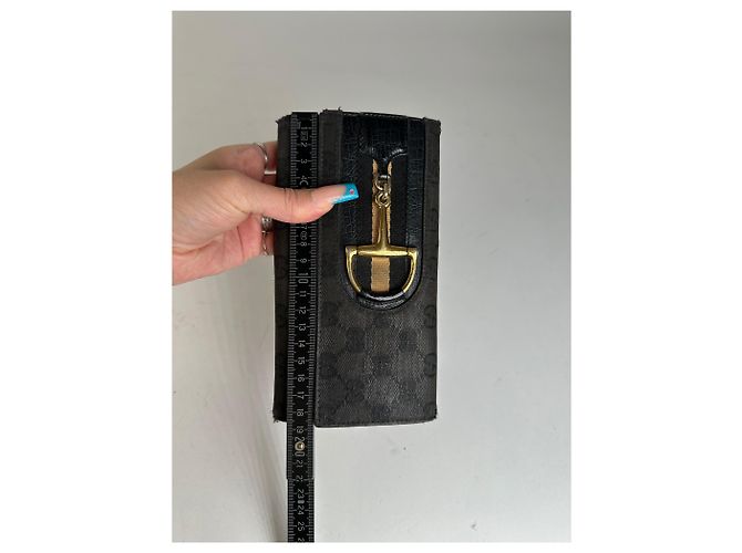 Clutch portafoglio in pelle vintage Gucci nera Nero - vista 9