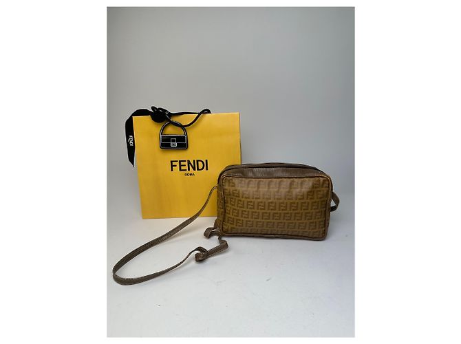 Fendi Vintage Umhängetasche FF Logo Muster brauner Stoff - Ansicht 2