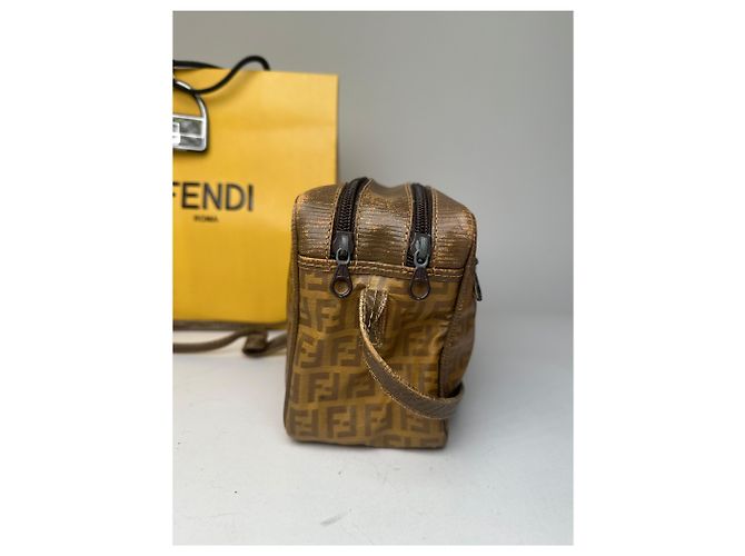 Fendi Vintage Umhängetasche FF Logo Muster brauner Stoff - Ansicht 3