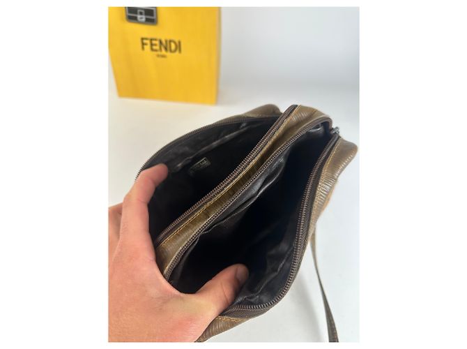 Fendi Vintage Umhängetasche FF Logo Muster brauner Stoff - Ansicht 4