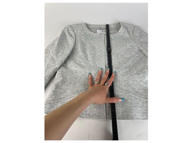 Vintage Courreges Tweed Jacke Hell Silber - Ansicht 12