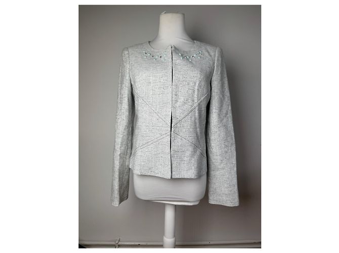 Vintage Courreges Tweed Jacke Hell Silber - Ansicht 14
