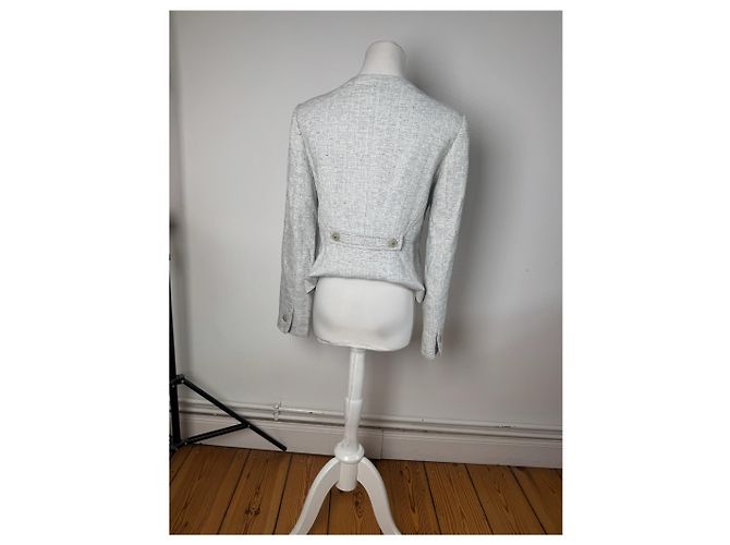 Vintage Courreges Tweed Jacke Hell Silber - Ansicht 15