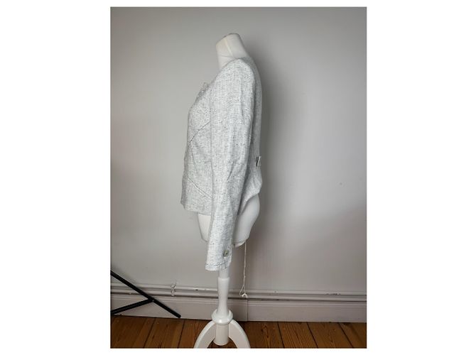 Vintage Courreges Tweed Jacke Hell Silber - Ansicht 2