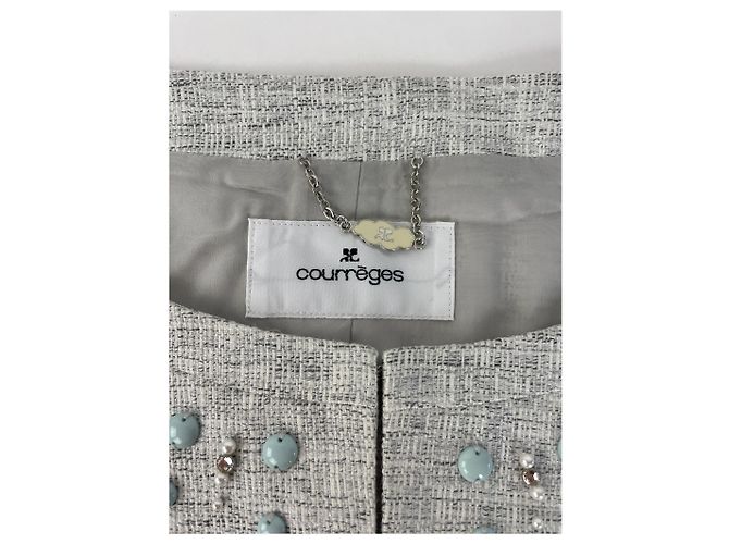 Vintage Courreges Tweed Jacke Hell Silber - Ansicht 4