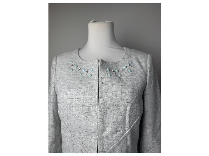 Vintage Courreges Tweed Jacke Hell Silber - Ansicht 6