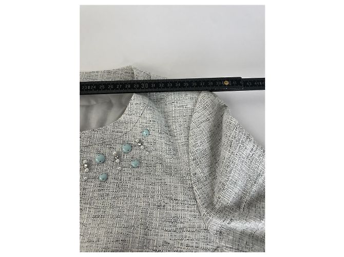 Vintage Courreges Tweed Jacke Hell Silber - Ansicht 9