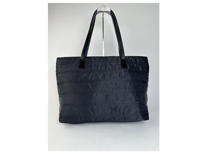 Vintage Courreges Nylon Tote Bag Schwarz - Ansicht 2