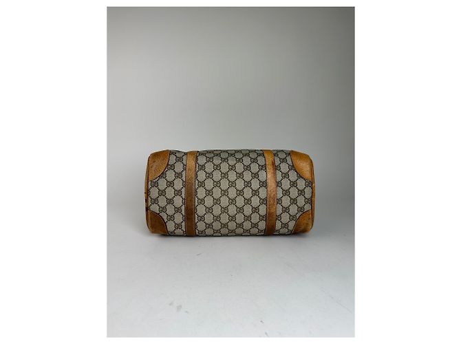Vintage Gucci GG Canvas Weekender Tasche Beige Leder Monogramm - Ansicht 7