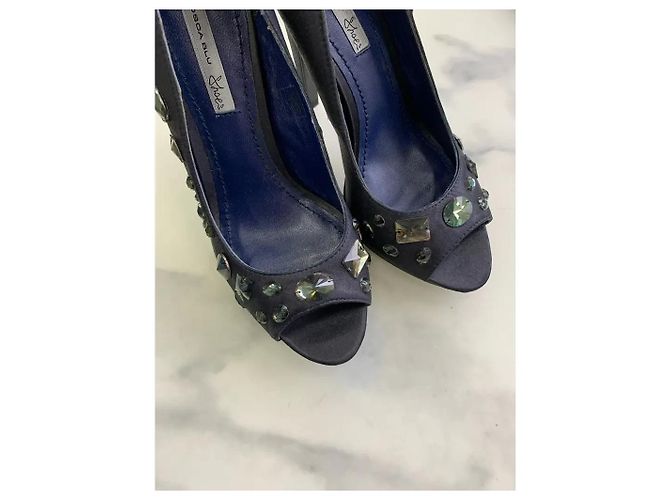 Tosca Blu Stilettos negros adornados con strass Azul marino - vista 2