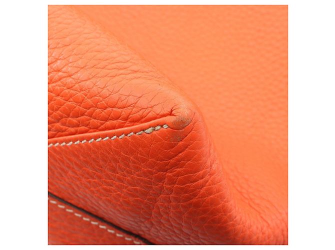 Hermès Borsa Tote Reversibile Hermes Double Sens 45 Rouge Casaque Rosso Arancione - vista 7