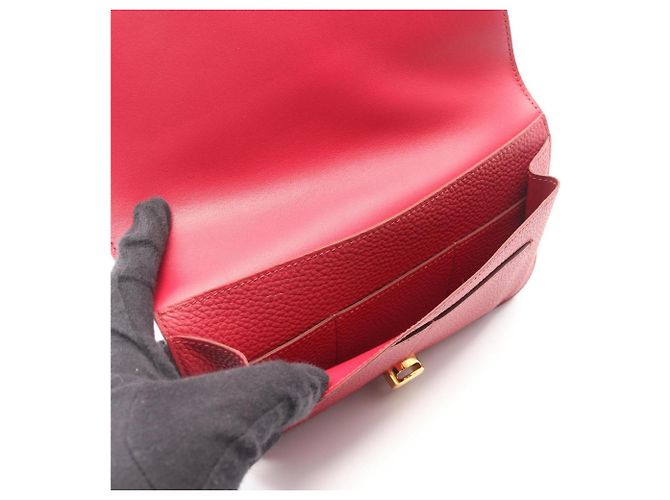 Hermès Portafoglio lungo pieghevole Hermes Dogon GM Duo Ruby Bordò - vista 3