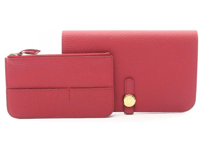Hermès Portafoglio lungo pieghevole Hermes Dogon GM Duo Ruby Bordò - vista 6