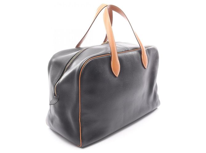 Hermès Borsa a mano Boston Hermes Victoria 43 Marrone Nero - vista 2