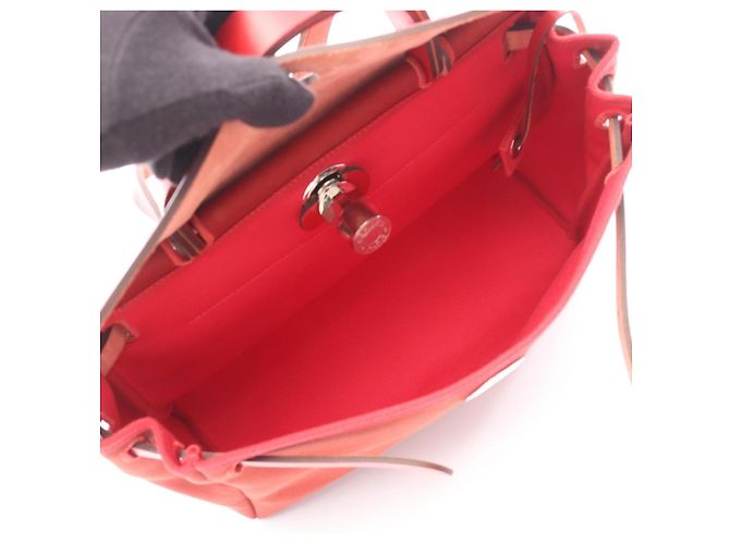 Hermès Borsa 2-Way Hermes Herbag Zip PM Rosa Rosso Bordò - vista 3