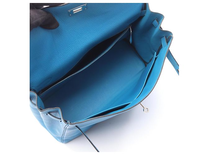 Hermès Borsa Hermes Kelly 35 in Blue Zanzibar - vista 3