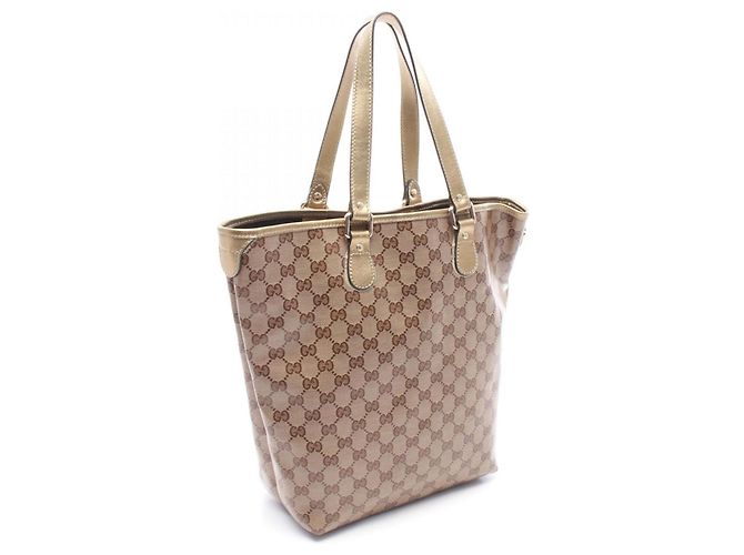 Borsa Tote Gucci GG Crystal Marrone Beige D'oro - vista 2