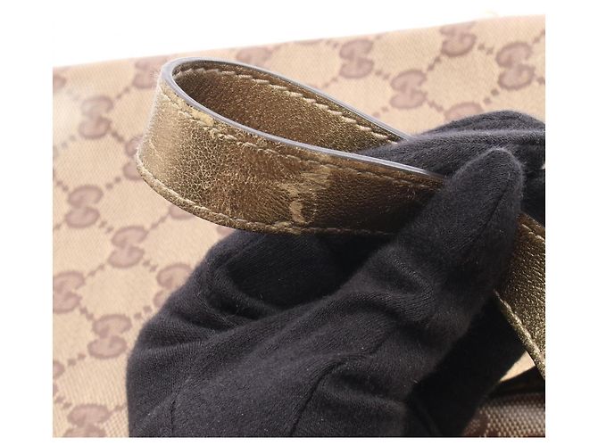 Borsa Tote Gucci GG Crystal Marrone Beige D'oro - vista 9