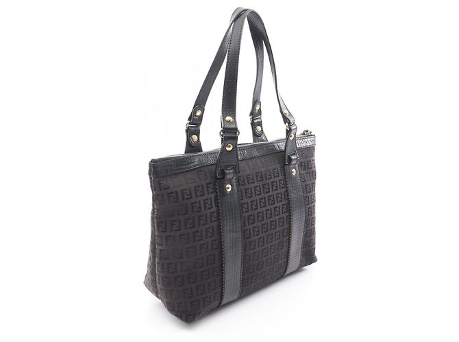 Fendi Zucchino Tote Bag Braun Schwarz - Ansicht 2