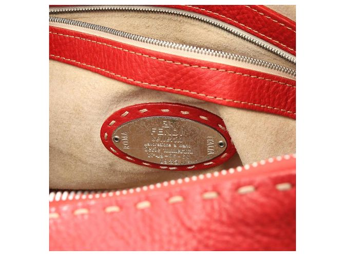 Borsa a Spalla Fendi Selleria Rosso - vista 4