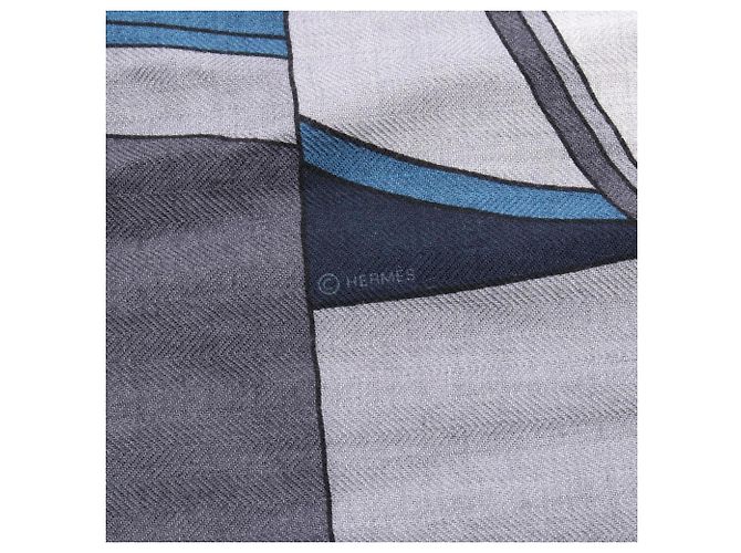 Hermès Stola Hermes Rectangle Selle en Desordre Marrone Blu Multicolore - vista 2