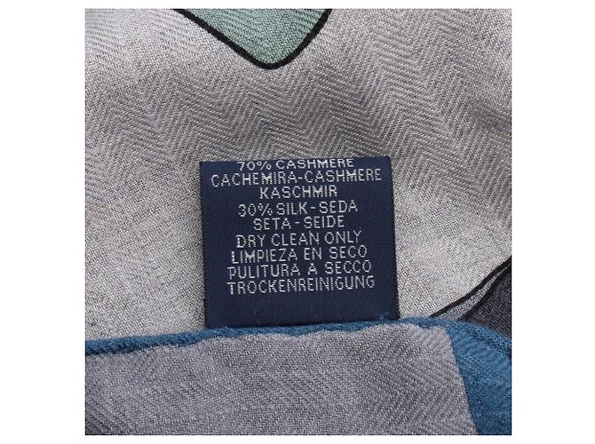 Hermès Stola Hermes Rectangle Selle en Desordre Marrone Blu Multicolore - vista 3