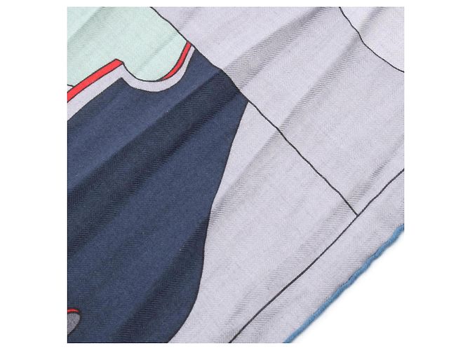 Hermès Stola Hermes Rectangle Selle en Desordre Marrone Blu Multicolore - vista 4