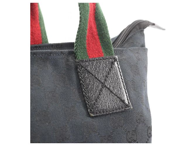 Borsa Tote Gucci GG Canvas Sherry Line Nero Rosso Verde - vista 7