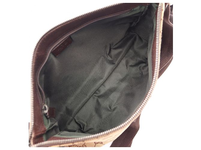 Borsa a tracolla Gucci in tela GG e pelle Marrone Beige - vista 3