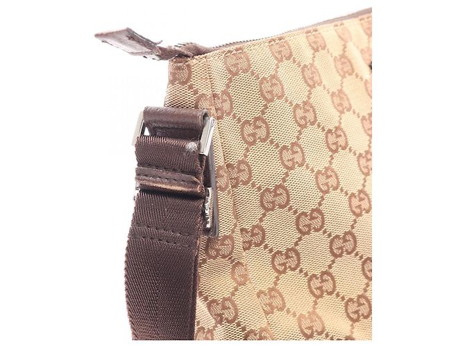 Borsa a tracolla Gucci in tela GG e pelle Marrone Beige - vista 8