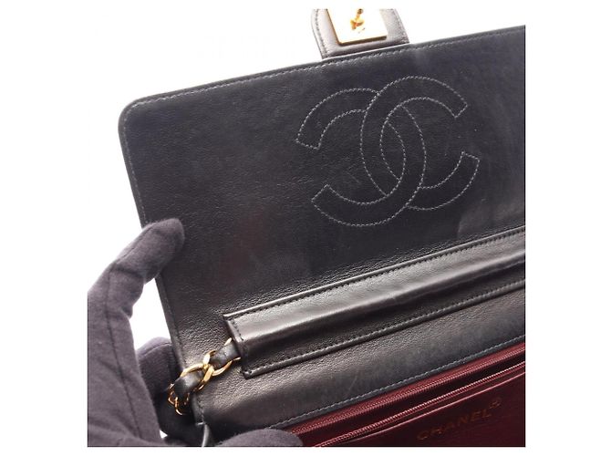 Borsa a tracolla Chanel Matelassé in pelle di agnello nera Nero - vista 7