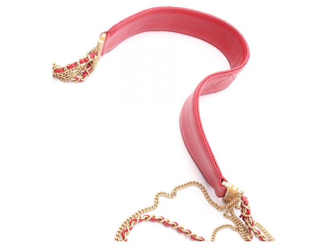Borsa a Spalla Chanel Matelassé Mini Chain Rosso - vista 11