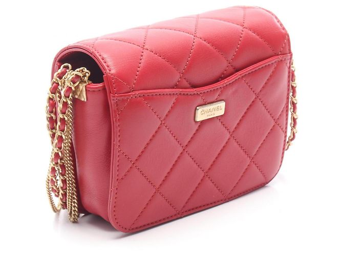 Borsa a Spalla Chanel Matelassé Mini Chain Rosso - vista 2