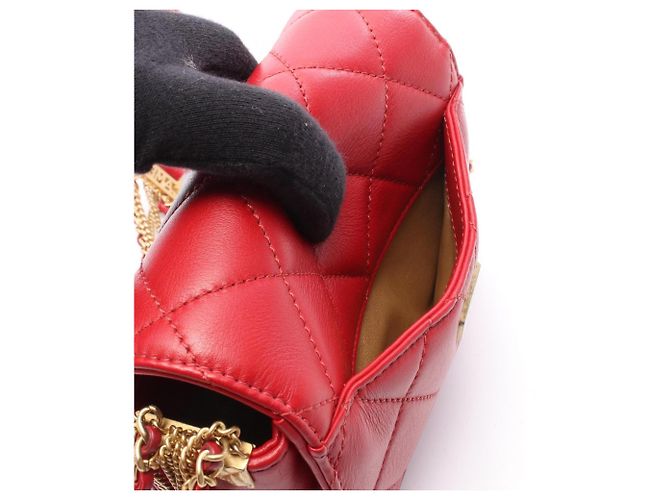 Borsa a Spalla Chanel Matelassé Mini Chain Rosso - vista 6