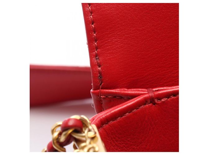 Borsa a Spalla Chanel Matelassé Mini Chain Rosso - vista 7