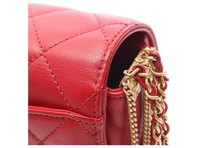 Borsa a Spalla Chanel Matelassé Mini Chain Rosso - vista 8