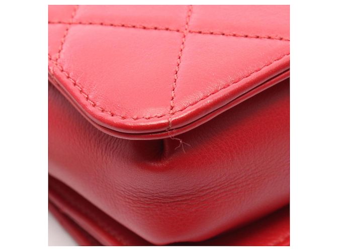Borsa a Spalla Chanel Matelassé Mini Chain Rosso - vista 9