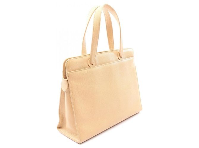 Timeless Borsa Chanel in pelle di vitello martellata beige - vista 2