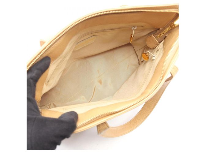 Timeless Borsa Chanel in pelle di vitello martellata beige - vista 3